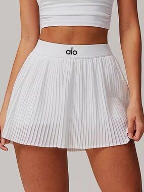 ALO Yoga White Pleated Mini Skirt